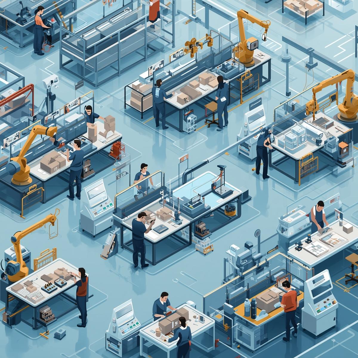 Modern manufacturing facility with precision machinery